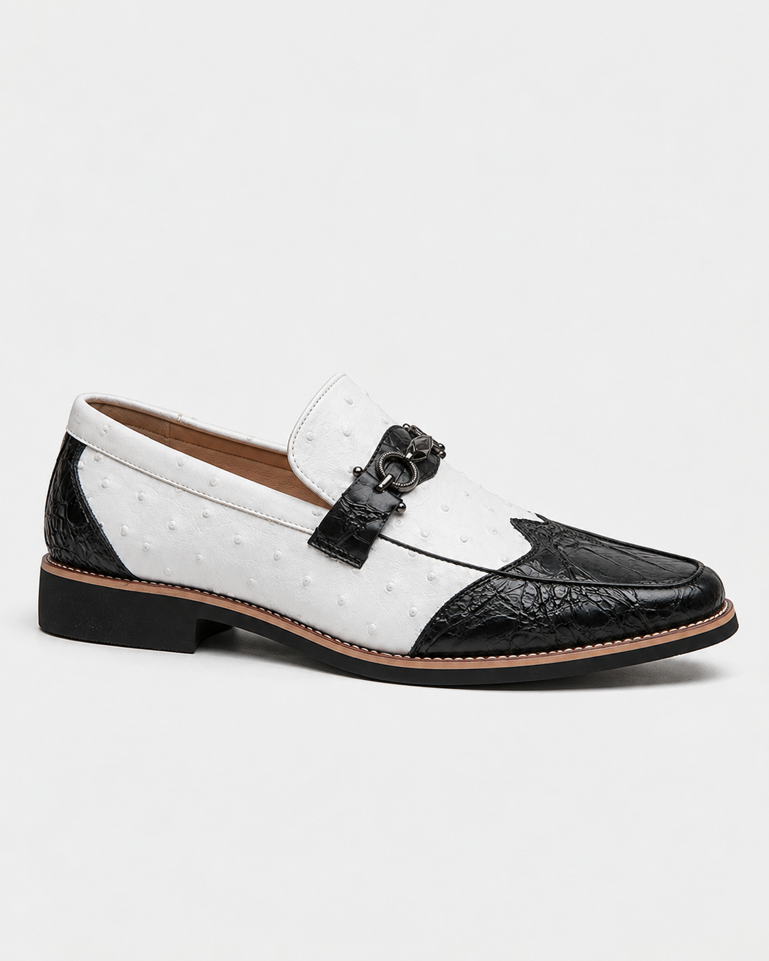 Porter Easy Slip-On Dress Loafers — Black / White | Emory & Blanc