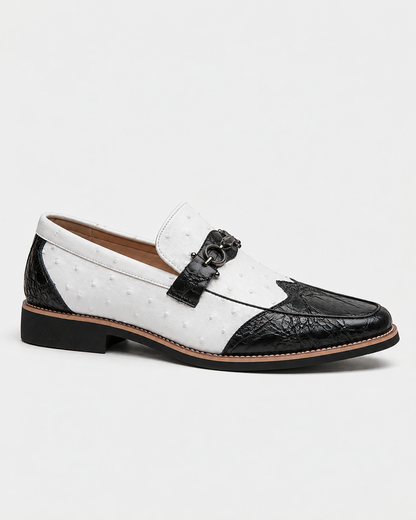 Porter Easy Slip-On Dress Loafers — Black / White | Emory & Blanc