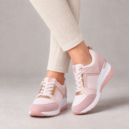 Rochelle Breathable Wedge Sneakers — Pink | Emory & Blanc
