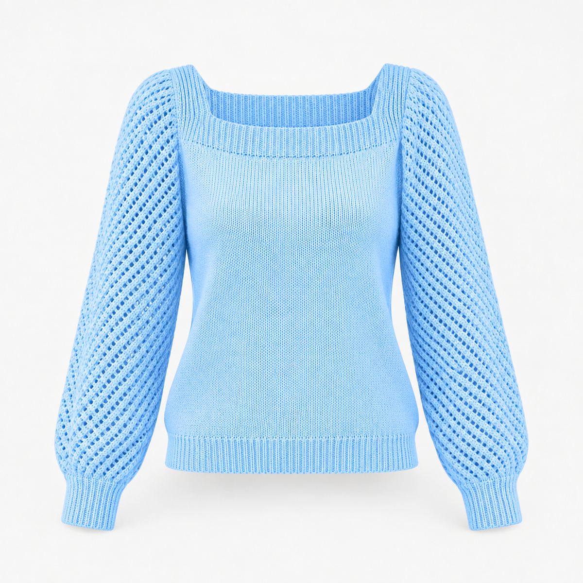 Romane Soft Square-Neck Sweater, Airy Sleeves | Emory & Blanc