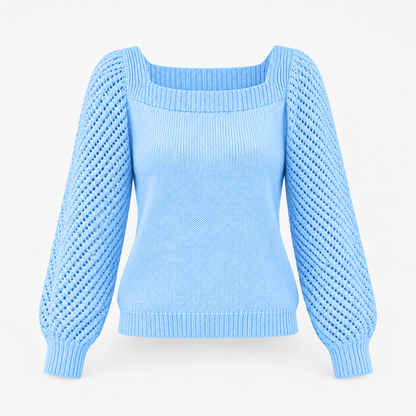 Romane Soft Square-Neck Sweater, Airy Sleeves | Emory & Blanc