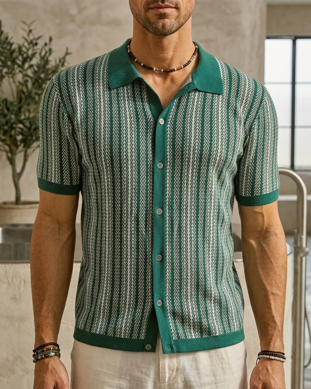 Emory & Blanc romano button up variant sage line 01