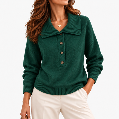 Romilly Relaxed Fit Pullover Sweater — Dark Green | Emory & Blanc