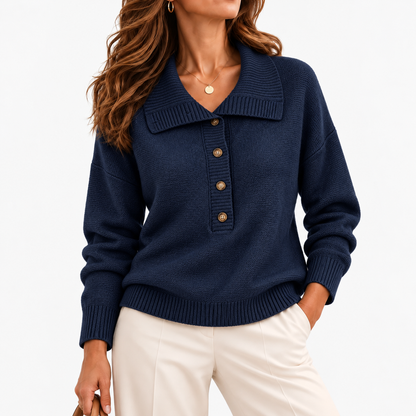 Romilly Relaxed Fit Pullover Sweater — Navy | Emory & Blanc
