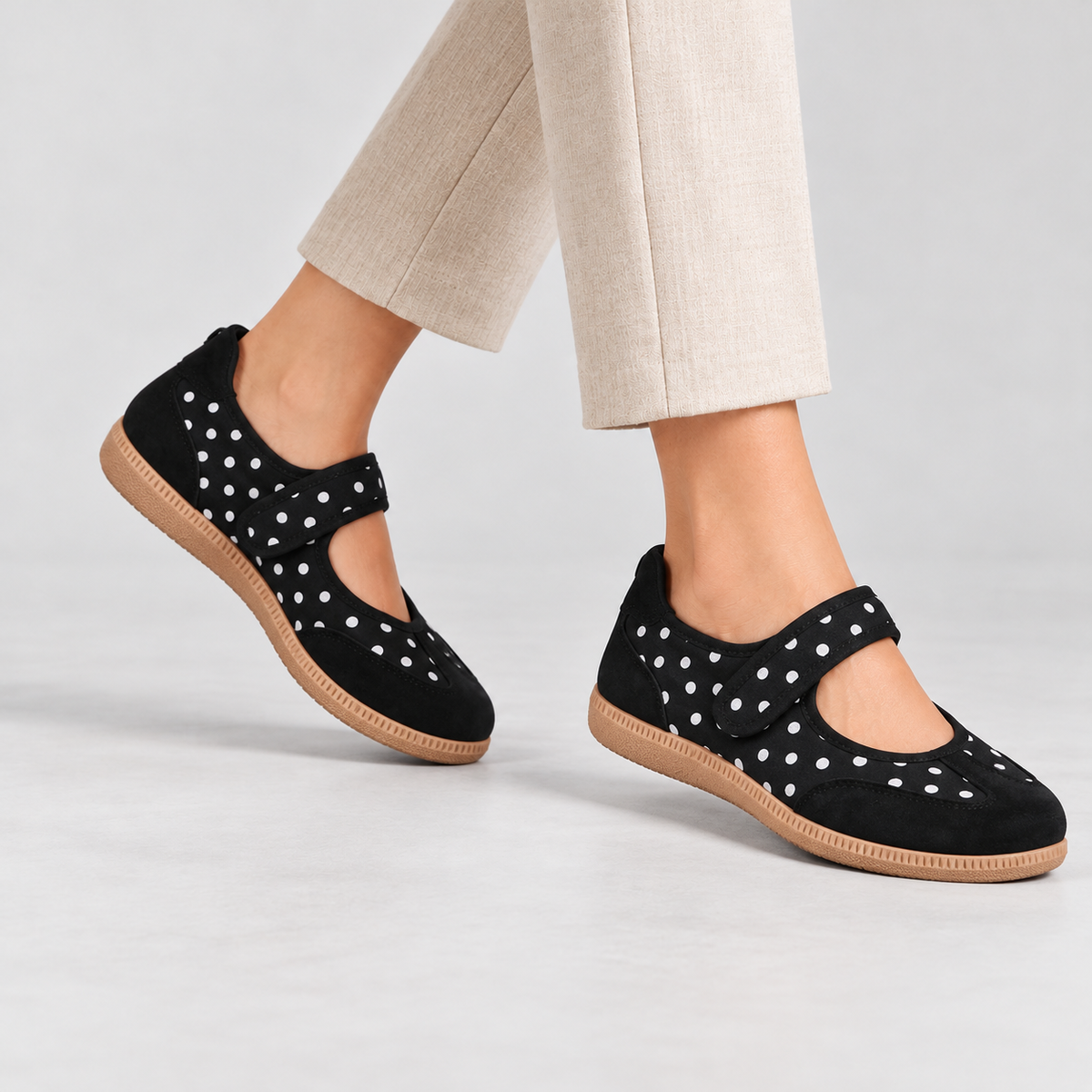 Rosabel Soft Polka Dot Walking Shoes, Mary Jane | Emory & Blanc