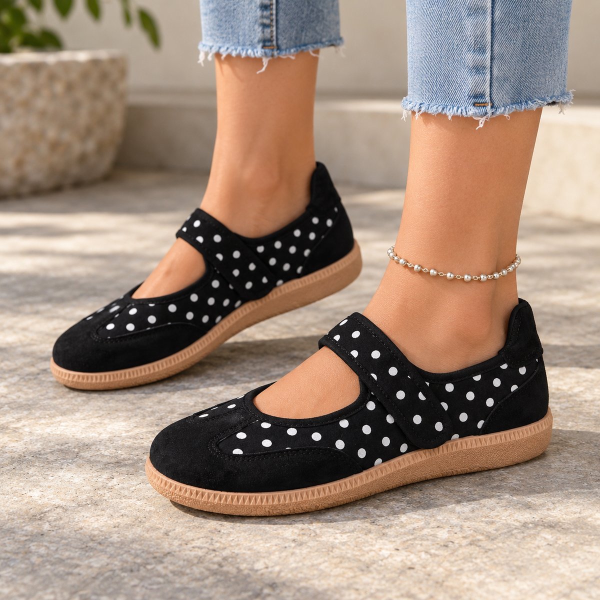 Rosabel Soft Polka Dot Walking Shoes, Mary Jane | Emory & Blanc