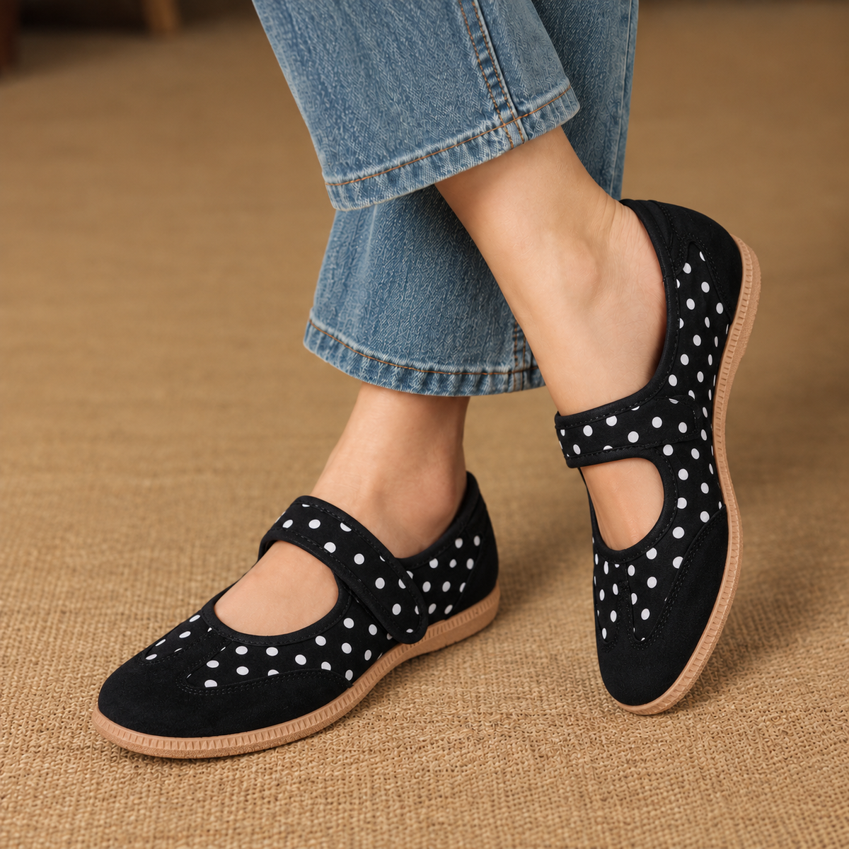 Rosabel Soft Polka Dot Walking Shoes, Mary Jane | Emory & Blanc