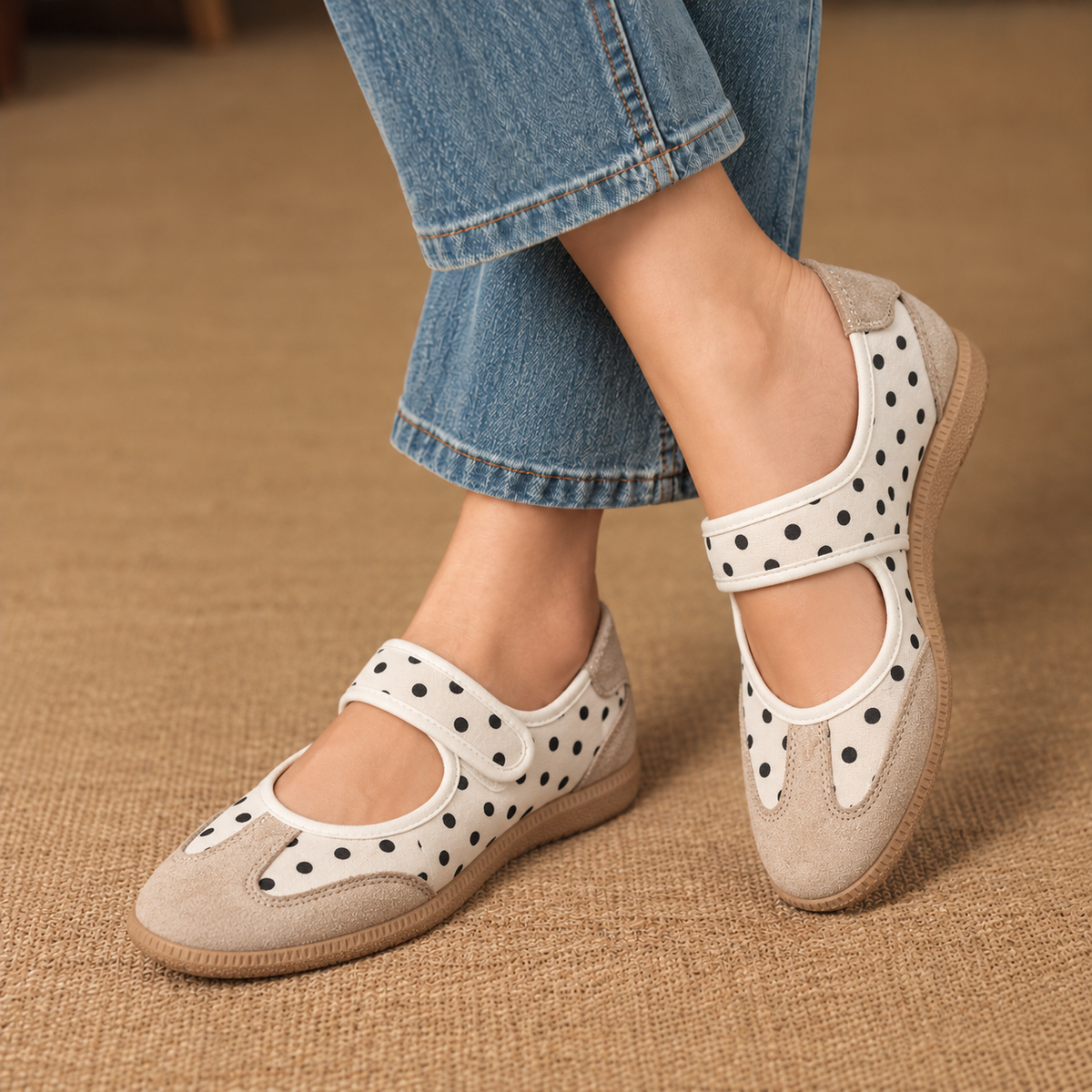Rosabel Soft Polka Dot Walking Shoes, Mary Jane | Emory & Blanc