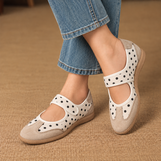 Rosabel Soft Polka Dot Walking Shoes, Mary Jane | Emory & Blanc