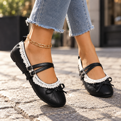 Rosalind Comfort Lace-Trim Mary Jane Shoes | Emory & Blanc