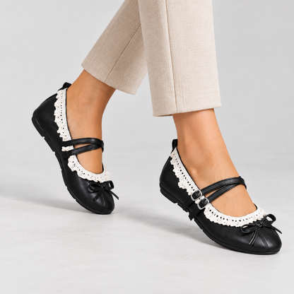 Rosalind Comfort Lace-Trim Mary Jane Shoes | Emory & Blanc