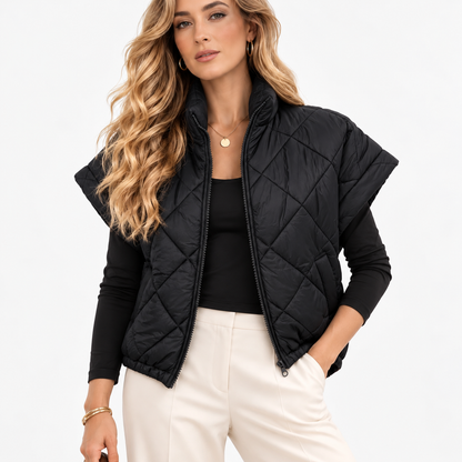 Rosaline Comfort Quilted Vest — Black | Emory & Blanc