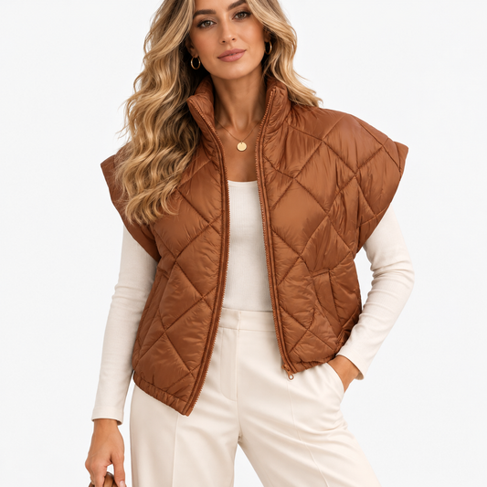 Rosaline Comfort Quilted Vest — Brown | Emory & Blanc