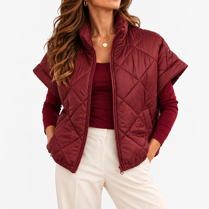 Rosaline Comfort Quilted Vest — Burgundy | Emory & Blanc