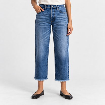 Rosalyn Comfort Straight-Leg Cropped Jeans — Dark Indigo | Emory & Blanc