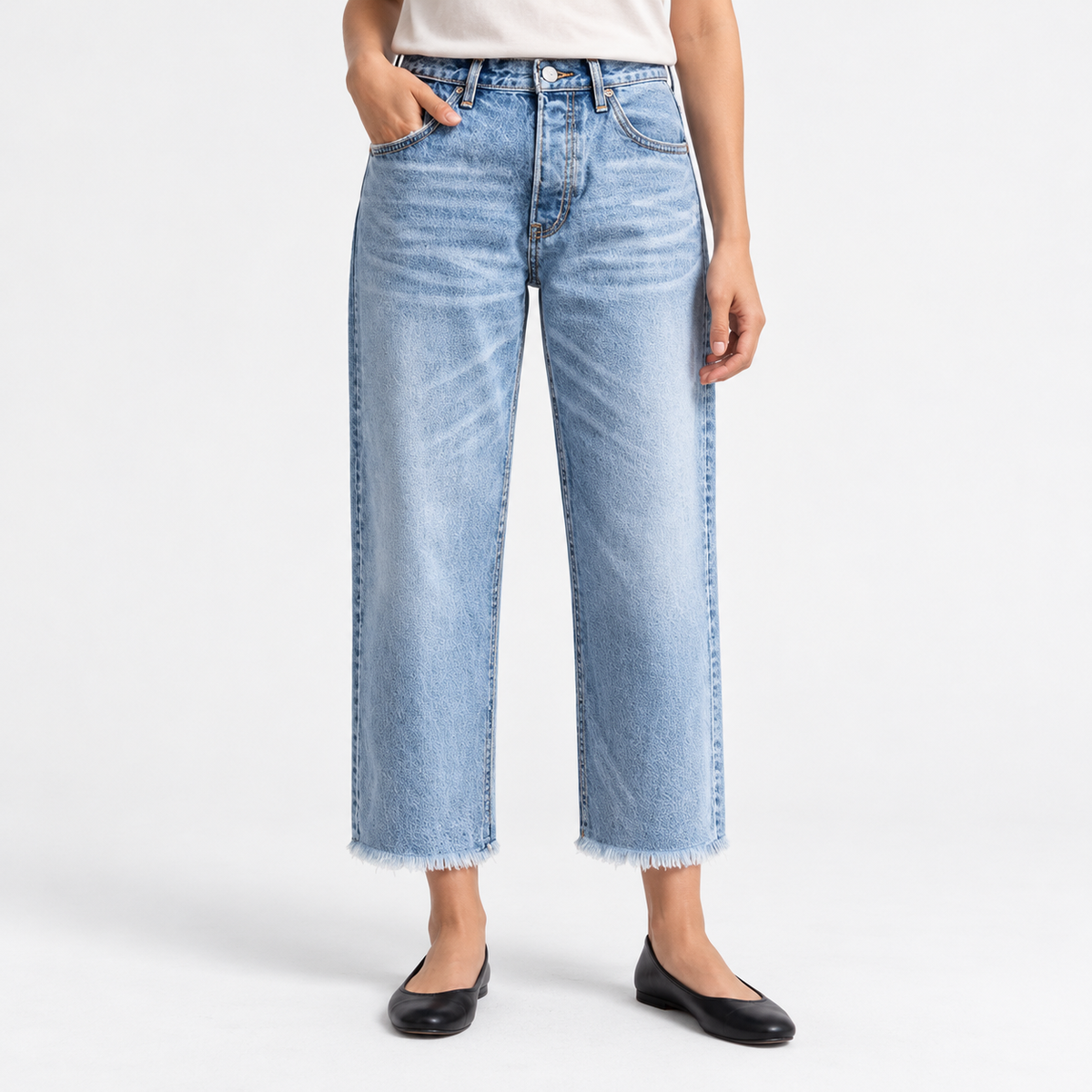 Rosalyn Comfort Straight-Leg Cropped Jeans — Light Blue | Emory & Blanc