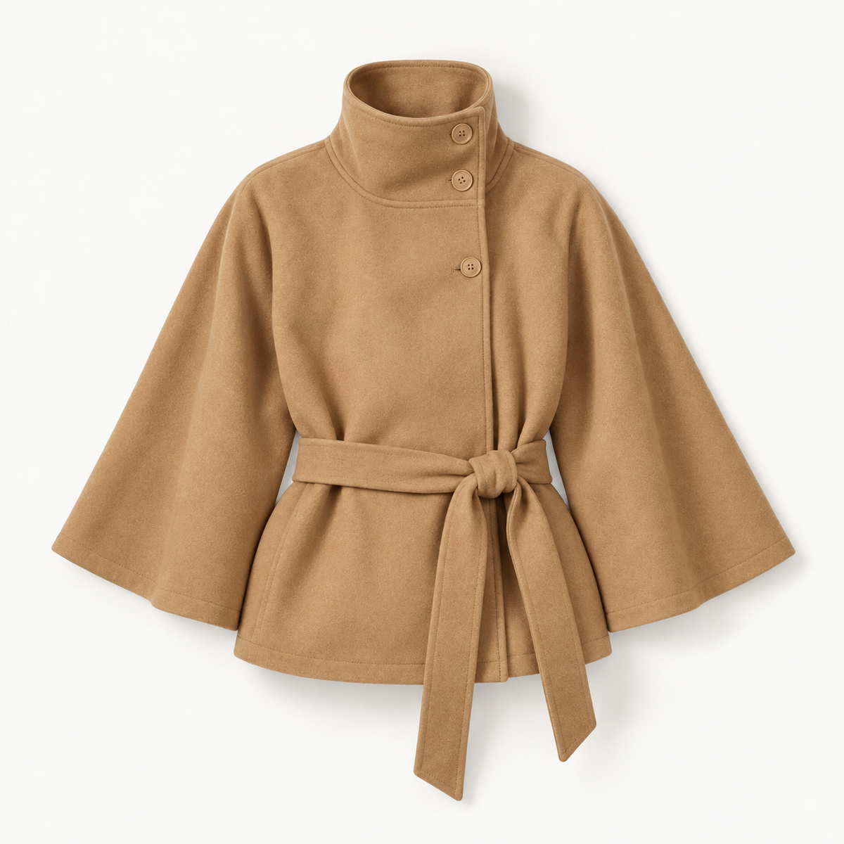 Rosamund Belted Wrap Jacket, Stand Collar | Emory & Blanc