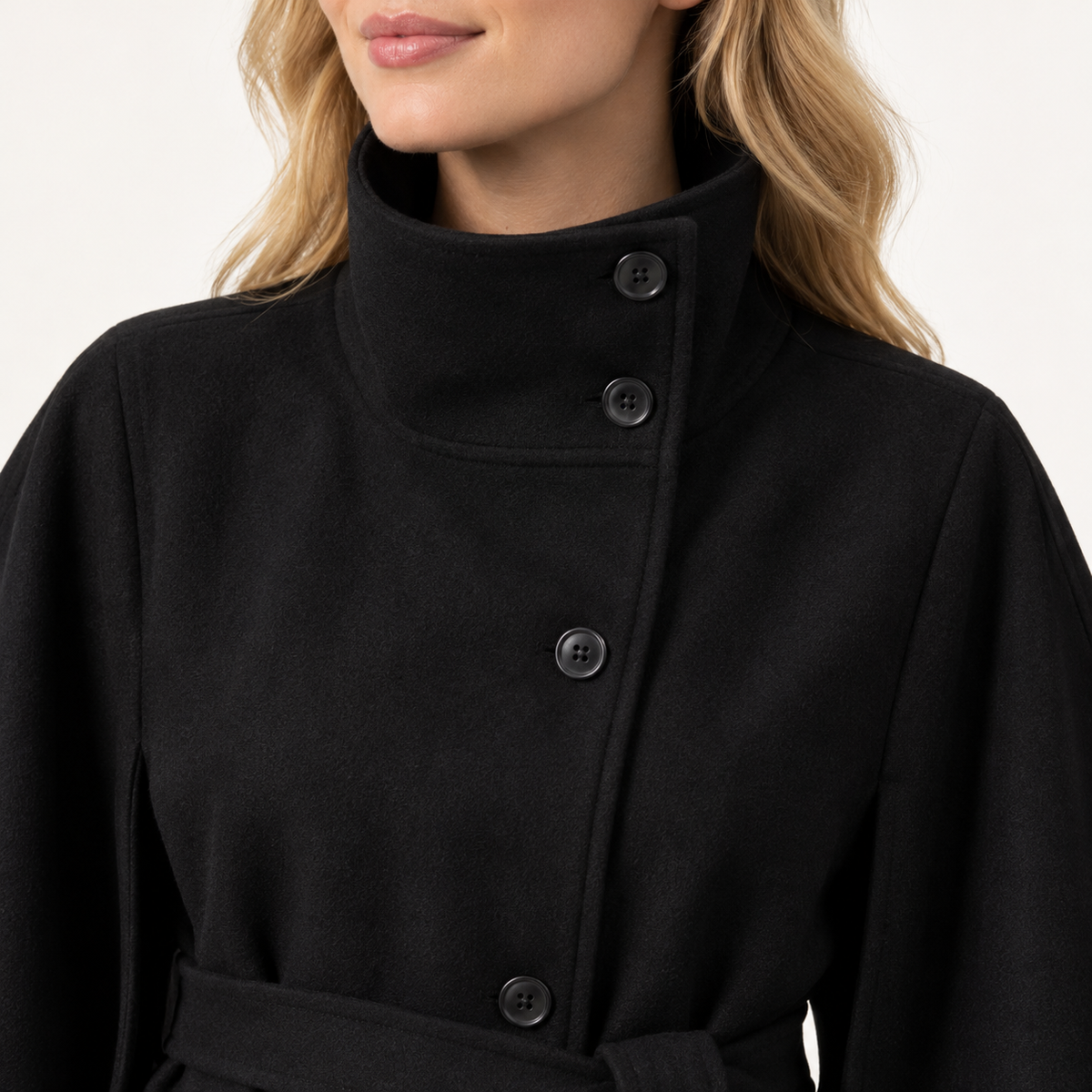 Rosamund Belted Wrap Jacket, Stand Collar | Emory & Blanc