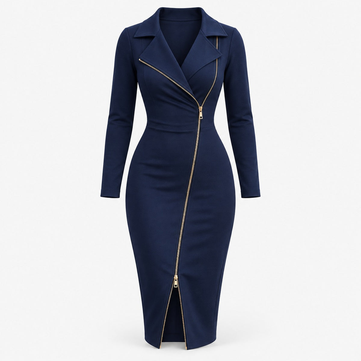 Roseline Comfort Zip-Front Midi Dress | Emory & Blanc