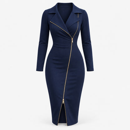 Roseline Comfort Zip-Front Midi Dress | Emory & Blanc