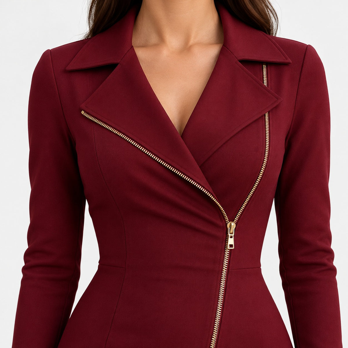 Roseline Comfort Zip-Front Midi Dress | Emory & Blanc