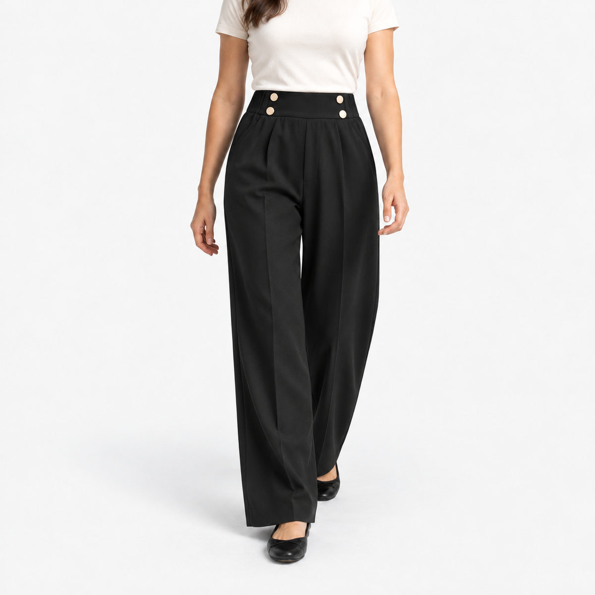 Roselle Relaxed Fit Button-Front Pants | Emory & Blanc