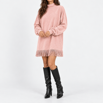Rosina Soft Fringe Mini Dress — Pink | Emory & Blanc