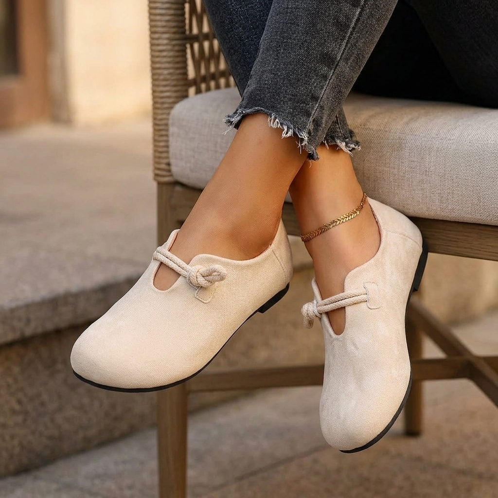 Sabine Knotted-Strap Flat | Emory & Blanc