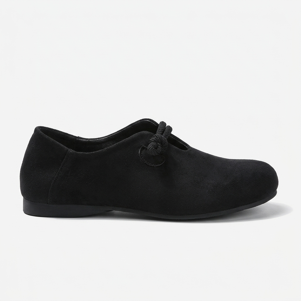 Sabine Knotted-Strap Flat — Black | Emory & Blanc