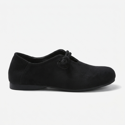 Sabine Knotted-Strap Flat — Black | Emory & Blanc