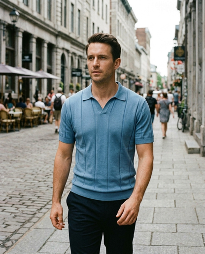 Sabine Open-Collar Polo | Emory & Blanc