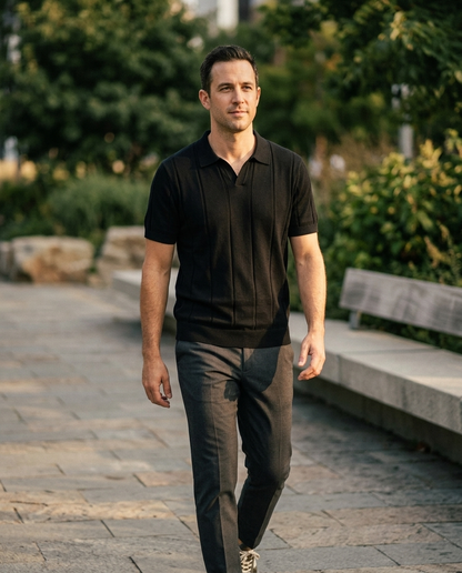 Sabine Open-Collar Polo | Emory & Blanc