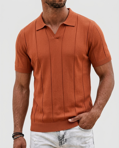 Sabine Open-Collar Polo — Brown | Emory & Blanc