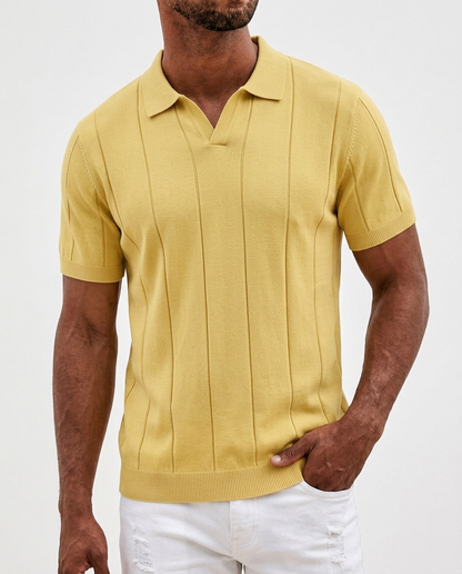 Sabine Open-Collar Polo — Yellow | Emory & Blanc