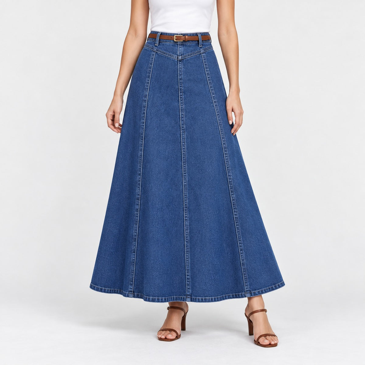 Salome Soft A-Line Maxi Skirt — Blue | Emory & Blanc