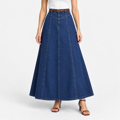 Salome Soft A-Line Maxi Skirt — Dark Blue | Emory & Blanc