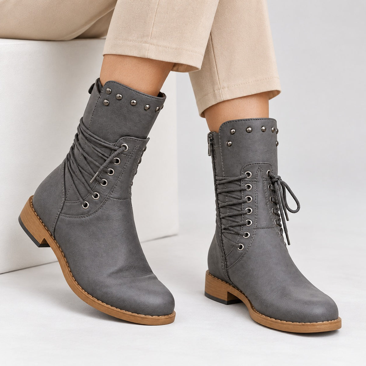 Sandrine Comfort Lace-Up Ankle Boots | Emory & Blanc