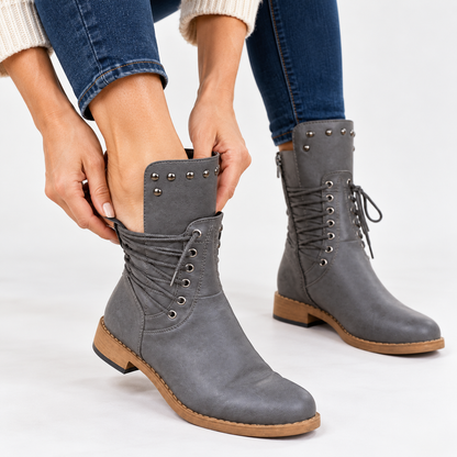 Sandrine Comfort Lace-Up Ankle Boots — Gray | Emory & Blanc