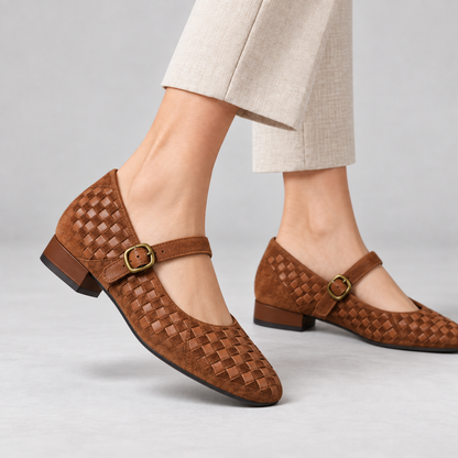 Seraphine Basketweave Mary Jane | Emory & Blanc