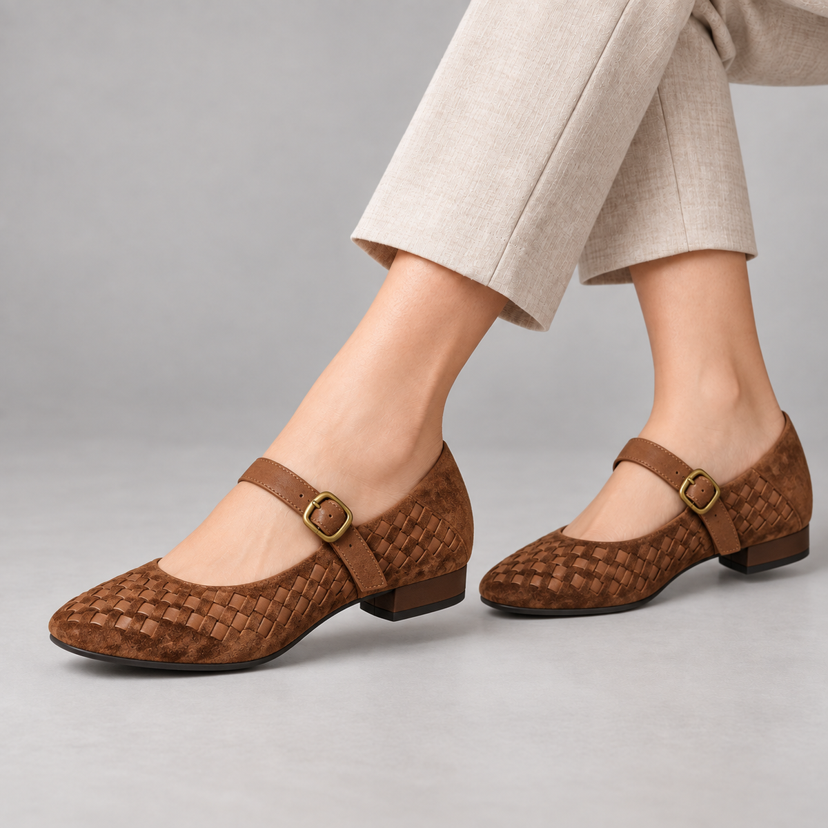 Seraphine Basketweave Mary Jane | Emory & Blanc