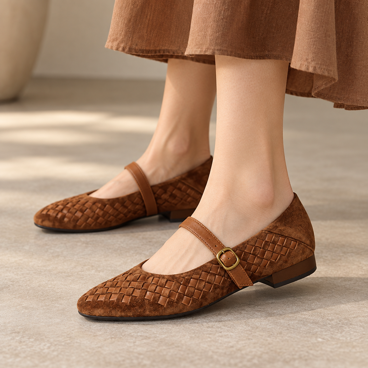 Seraphine Basketweave Mary Jane | Emory & Blanc