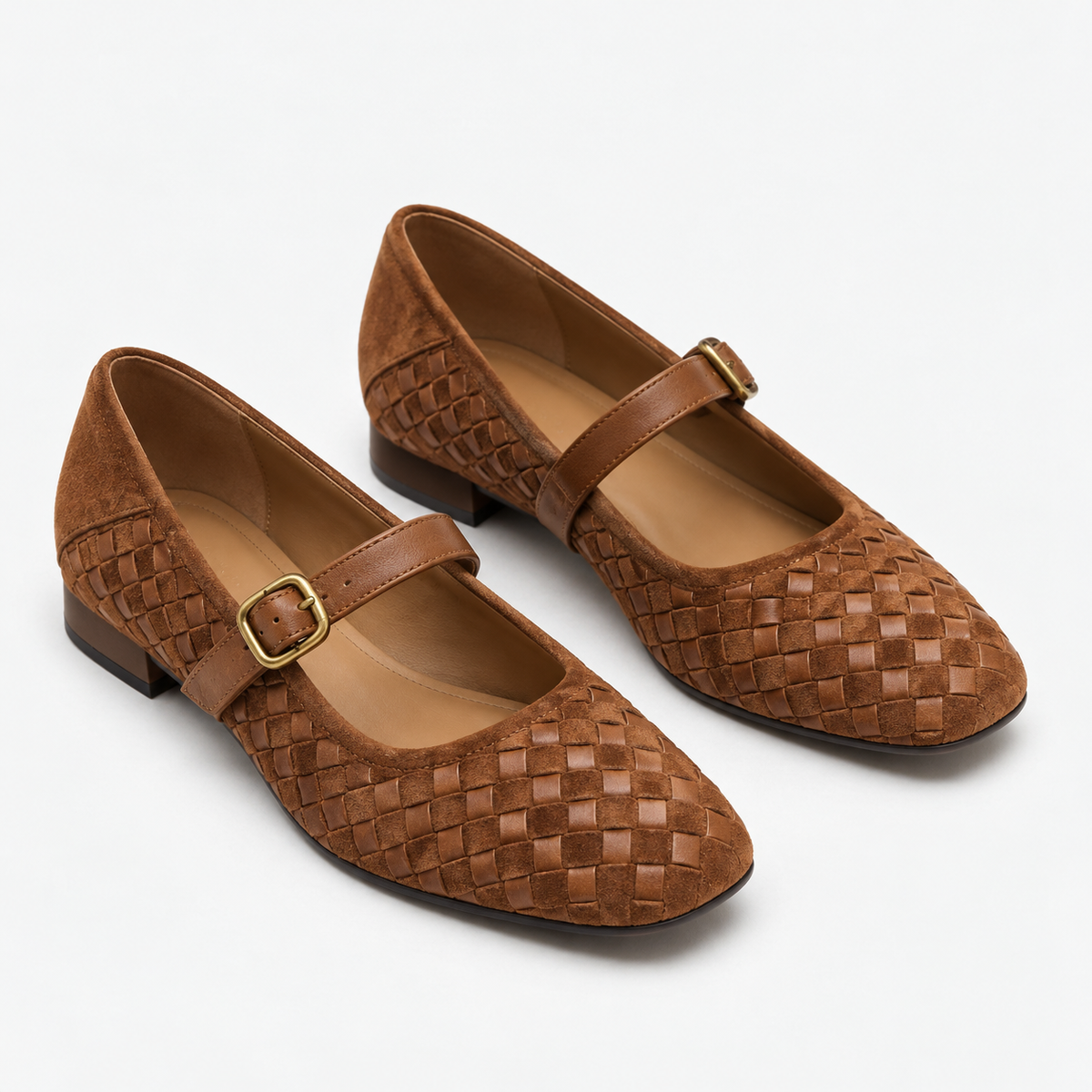 Seraphine Basketweave Mary Jane — Brown | Emory & Blanc