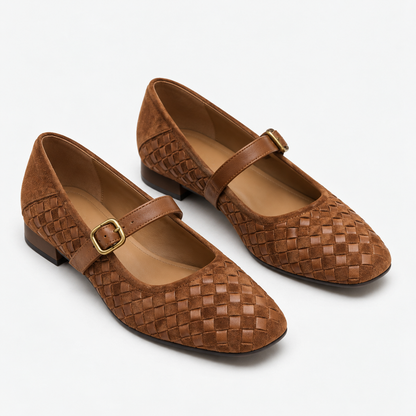 Seraphine Basketweave Mary Jane — Brown | Emory & Blanc