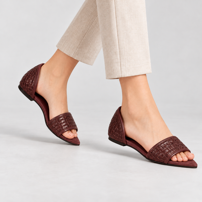 Severine Breathable Woven Peep-Toe Flats | Emory & Blanc