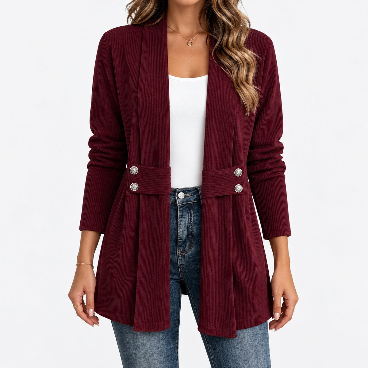 Sidonie Relaxed Fit Ribbed Jacket, Waist Tabs | Emory & Blanc