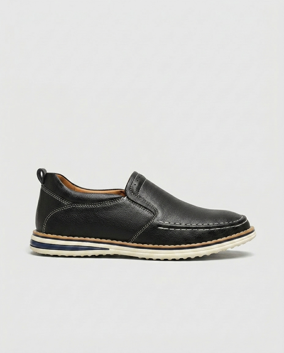 Simone Contrast-Stitch Slip-On — Black | Emory & Blanc