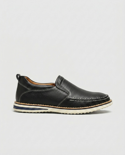 Simone Contrast-Stitch Slip-On — Black | Emory & Blanc