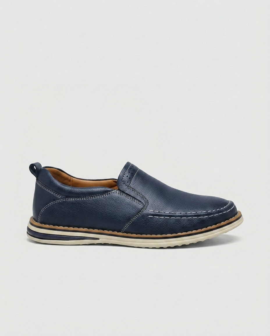 Simone Contrast-Stitch Slip-On — Blue | Emory & Blanc