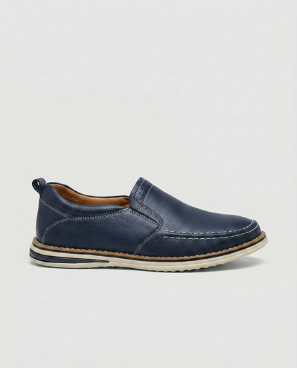 Simone Contrast-Stitch Slip-On — Blue | Emory & Blanc