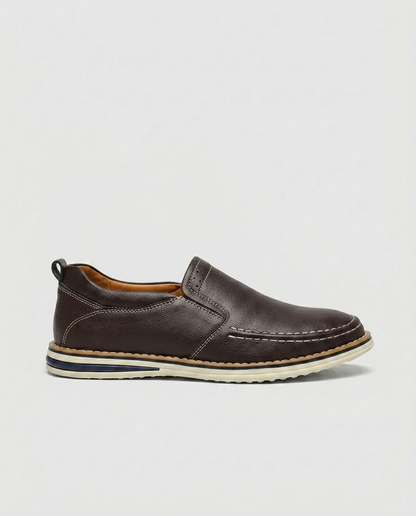 Simone Contrast-Stitch Slip-On — Brown | Emory & Blanc